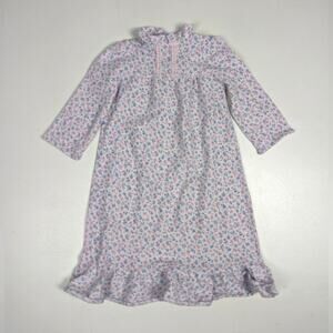Vtg Handmade Nightgown Purple Floral Calico Classic Girls Sz 3-4T Pajamas